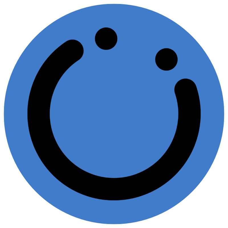 Blue and black Roundhouse smiley face symbol