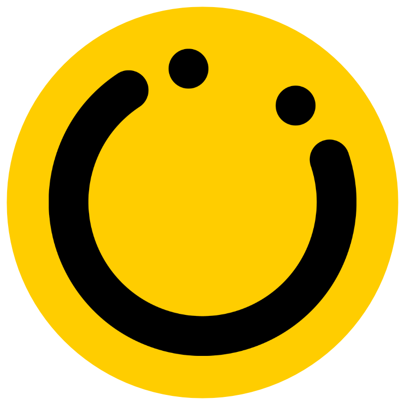 Yellow and black Roundhouse smiley face symbol