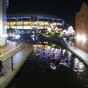 Picture of Roundhouse kayakers by Utilita arena on a Bustling Birmingham by Night Kayak Tour