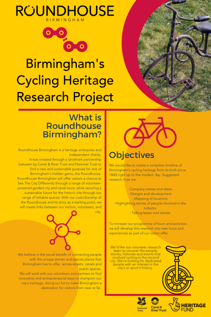 Poster for Birmingham Cycling Heritage Research Project