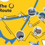 Map of the Roundhouse circular Family trail route. It lists the 14 stops with pictures.