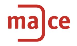 MACE logo, the word mace in red lower case on a white background